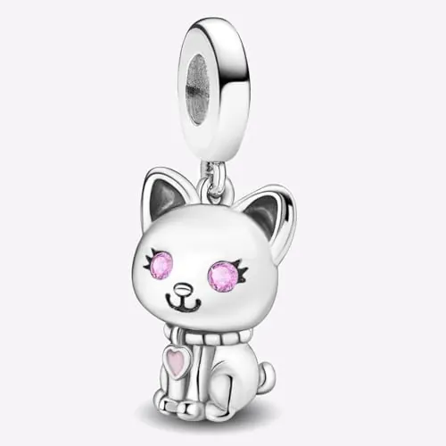 1 unidad de abalorio de gato pequeño elegante de plata de ley 925, colgante para joyería DIY, decoración de moda y para el día a día, regalo para mujer