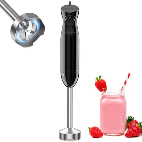 Bonsenkitchen Batidora de Mano, Acero Inoxidable de 1000 W, 2 Velocidades