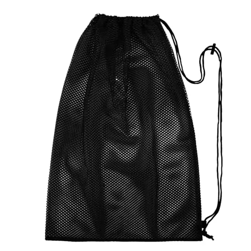 Alaoo Bolsa Bolsa de Deporte de Malla con Cordón, Grande Bolsa Malla Ajustable,Almacenamiento Portátiles para Baloncesto, Fútbol, ​​Rugby, Voleibol y Netball,Negro
