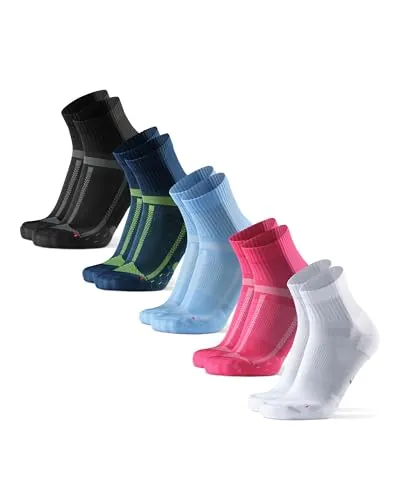 DANISH ENDURANCE Calcetines de Running, 3 y 5 Pack MC (1xNegro/Gris, 1xAzul/Amarillo, 1xRosa, 1xBlanco, 1xAzul Claro) 35-38