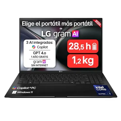 LG gram 16Z90TL-G.AU85BN - Ordenador Portátil, 32 GB RAM, 512 GB SSD, 16"