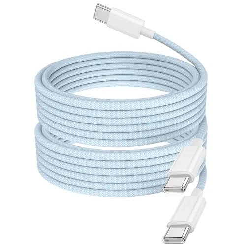 Cable USB C carga Rapida Blue, Cable USB C a USB C 2 metros 2Pack 60W para Apple iPhone 17 16 15 Pro Max Pro Plus, para iPad Pro/Air/Mini, para MacBook Air/Pro, para Samsung Galaxy Series y más