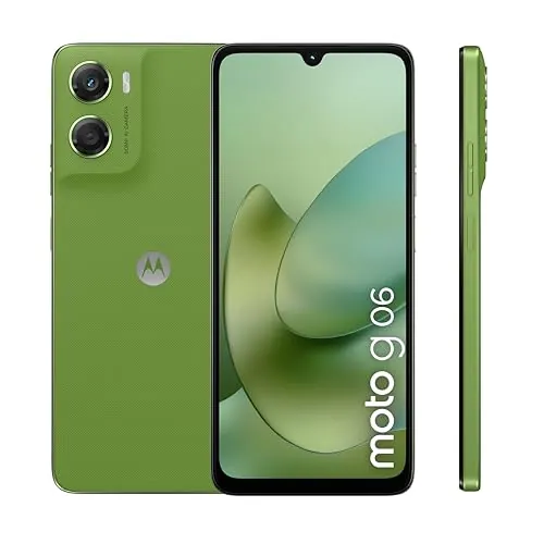 moto g06 12GB (4GB+8GB RAM Boost)/64GB color PANTONE TENDRIL, Gran pantalla 6.88" con sonido Dolby Atmos, Sistema de cámara con IA de 50 MP, Protección contra el agua IP64, Batería de 5100 mAh