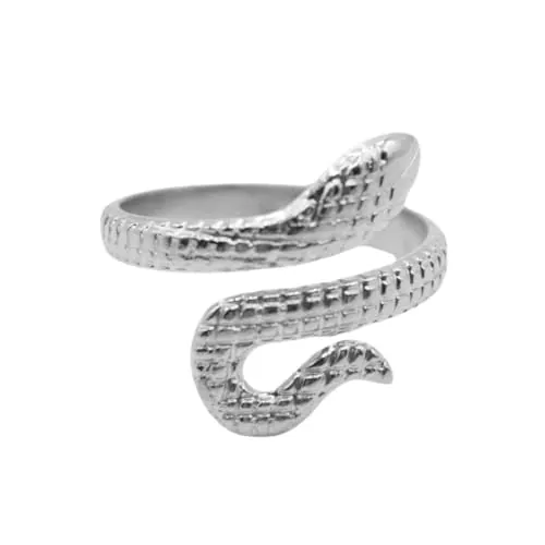 GOLDENCAT Anillo Serpiente de Acero Inoxidable, Ajustable y Adaptable para Mujer