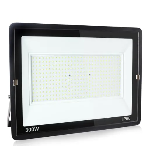 Fynokst 300W Focos LED Exterior Interior, 32400LM Súper Brillante Foco LED Exterior Interior, 6000K Luz Fría, IP66 Impermeable Luz Exterior para Jardín, Garaje, Campo de Deportes, 1 Piezas