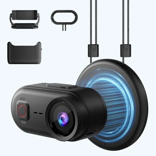 Camlance 4K Mini Camara Deportiva, 20MP Cámara Corporal,Tarjeta SD integrada de 64 GB,Estabilización de 6 Ejes Videocámara Cámara Portátil,Magnético Camara para Vlog Moto Bici