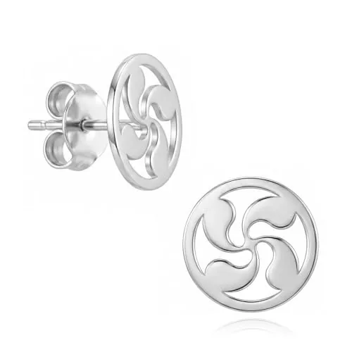 Pendientes mujer plata de Lauburu - Pequeños pendientes lauburu plata 925 con cierre de presión - Se envían en una cajita decorada para regalo