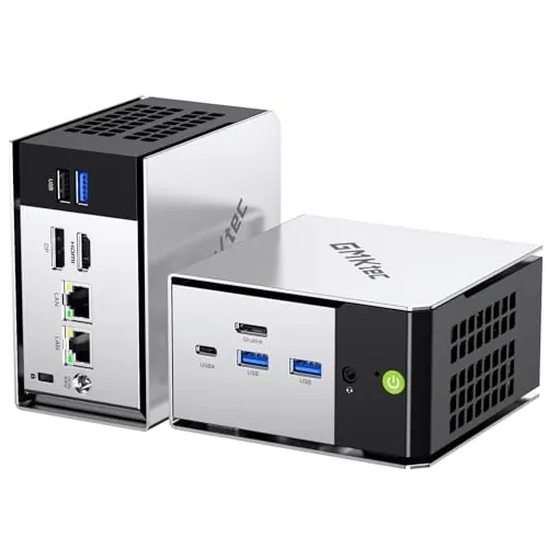 GMKtec Mini PC, Ordenador de Escritorio M8 AMD Ryzen 5 Pro 6650H (vencer a 5825U/7430U, 6C/12T 4.50 GHz), Doble LAN 2.5GbE, 16GB LPDDR5 RAM + 1TB SSD PCIe, Oculink, USB4, HDMI, USB-C