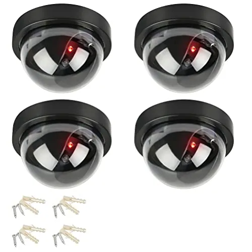 DODUOS 4 Piezas Camara Simulada de Seguridad, Camaras de Vigilancia Falsas Dummy Cámara de Seguridad Falsa LED Parpadeante Sistema de Vigilancia Cámara Simulada CCTV