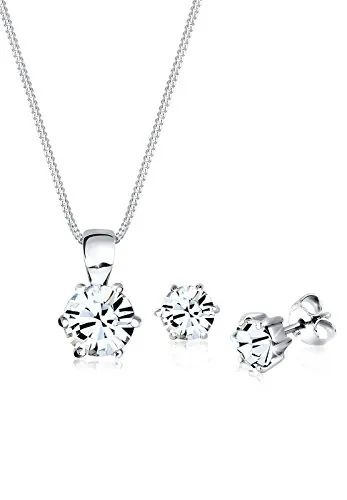 Elli Juego de Joyas Básico de Mujeres con Cristales en Plata de Ley 925