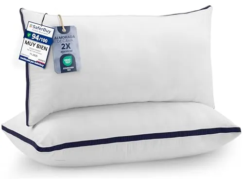 Utopia Bedding Almohada 40 x 80 cm Pack de 2, Microfibra, Azul Marino