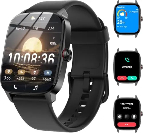 Reloj Inteligente Mujer Hombre con Llamadas Bluetooth y Voz AI, 1.85'' Smartwatch con Whatsapp Notificación, Pulsómetro/SpO2/Sueño/Podómetro, 110+ Modos Deportivos, Impermeable IP68 para iOS/Android