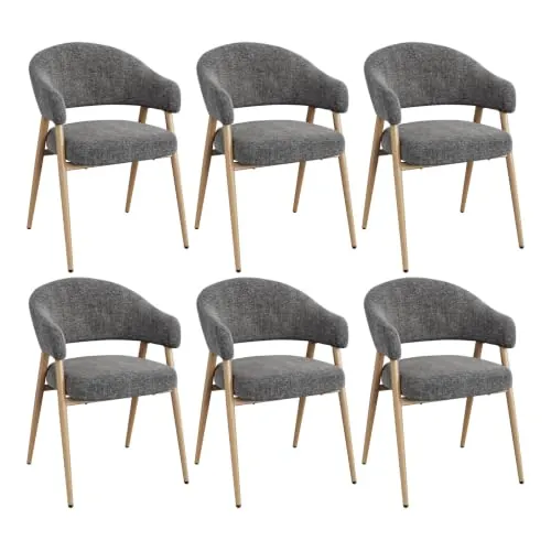 WOLTU Juego de 6 Sillas de Comedor Ergonómicas, Gris