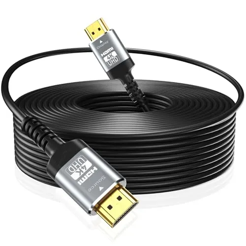Soonsoonic 4K Fibra Óptica Cable HDMI 50 Metros | Compatible con 18Gbps,4K@60Hz,HDR10,eARC,HDCP2.2, Cable Activo Unidireccional HDMI 2.0 Larga Distancia | para TV UHD Monitor Portátil Xbox PS4/PS5 etc