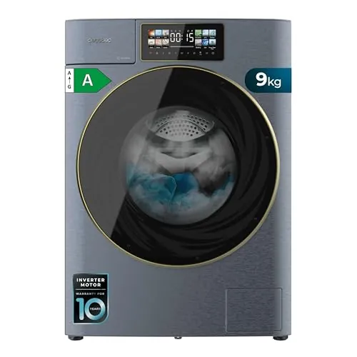 Cecotec Lavadora 9Kg Carga Frontal Autodosis Bolero DressCode 9950 Autodose Inverter 3D Ice Blue A. Acabado Azul 1400 Rpm, Core Matrix Screen, Puerta XXL, Luz Interior