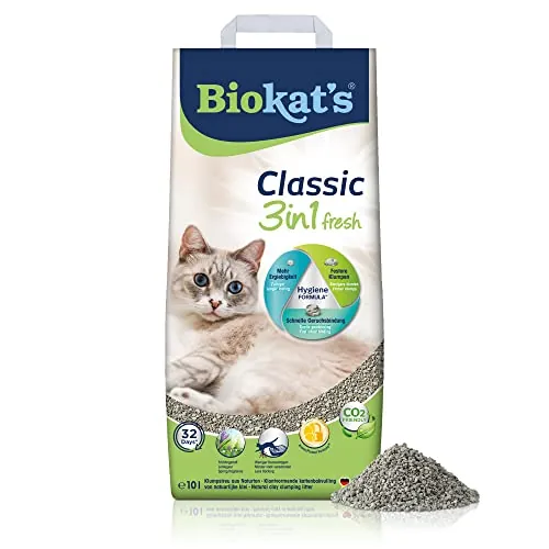 Biokat's Classic fresh 3in1 con fragancia - Arena aglomerante para gatos con 3 tamaños diferentes de grano 1 saco (1 x 10 l)