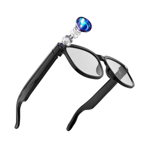 Gafas Inteligentes con IA de 32 GB, Gafas con Cámara Antivibración de 8MP, Compatibles con Grabación de Vídeo, Traducción en Tiempo Real/Reconocimiento de Lentes GPT, Lentes fotocromáticas
