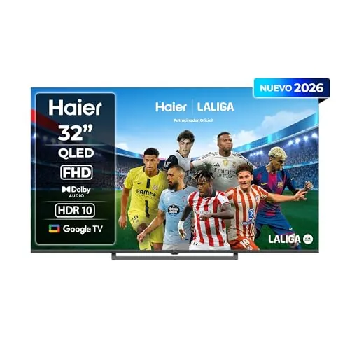 Haier S80 QLED Full HD 32" H32S80GFX, Smart TV con Google TV, Chromecast, Dolby Audio, HDR10, Bluetooth 5.1, USB 2.0 x 2, DBX TV, HDMI 2.1 x 4 [2026]