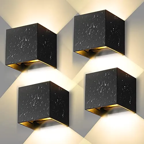 CHENBEN Aplique Pared Exterior 12W 3000K Lampara Exterior LED IP65 4 Pcs | IP65 Para La Pared Impermeable，Aplique Pared Interior Ajustable es Adecuada Para Dormitorio, Patio,Terraza