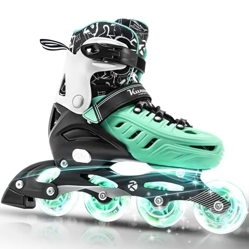 Kuxuan Skates Patines en línea para niños, Ajustables, Divertidos y Divertidos, para niñas, niños, Mujeres, Principiantes al Aire Libre y en Interiores