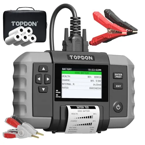 TOPDON BT600 Plus Comprobador de Baterías Coche 6V 12V 24V, Pantalla 3,5"