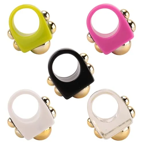 Asuinxurr 5 unidades Y2K estilo Chunky Retro Resina Acrílico Anillo de Plástico Anillos Niños Anillo Candy Anillo de dedo para Mujeres, Resina+acrílico