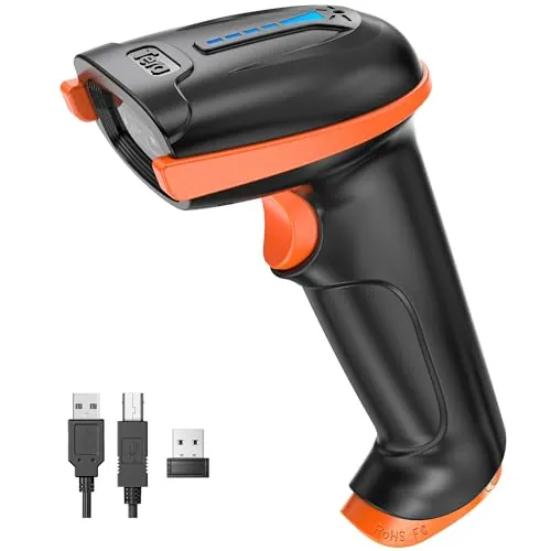 Tera Lector de código de Barras inalámbrico con Cable con indicador de Nivel de batería Escáner de código de Barras Impreso digitalmente 1D 2D QR Plug and Play, Modelo D5100