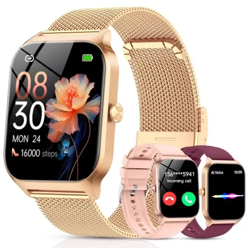 CASCHO Reloj Inteligente Mujer,1.85" HD Smartwatch con Llamadas,120+ Modos Deportes, Monitor Cardiaco y Sueño, Resistente Agua IP68, Whatsapp Llamadas Bluetooth, Regalo Mujer, Android/iOS