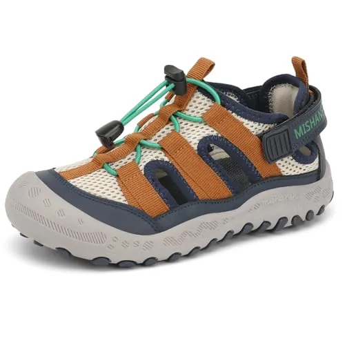 Mishansha Niños Sandalias Cerradas Trekking Verano Zapatos al Aire Libre Transpirable Marrón 30 EU