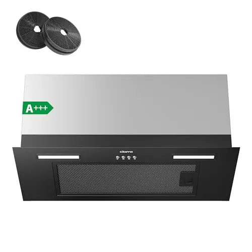Ciarra CBCB6926A Campana Extractora Encastrable 650 m³/h Clase A+++ 60 cm Incluido 3 Velocidades Iluminación Acero Inoxidable Negro