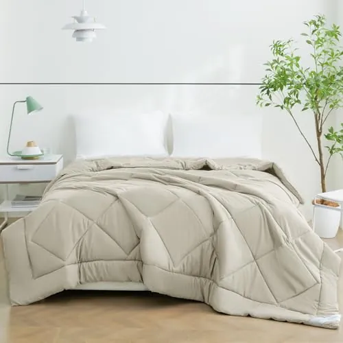 WAVVE Edredón Ligero,220x240cm,Cama 135/150,Beige | Relleno Nórdico de Fibra Hueca, Suave y Transpirable, Ideal para Primavera, Verano y Otoño