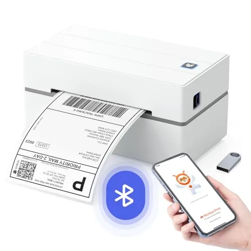 MUNBYN Impresora Termica Bluetooth, Impresora Etiquetas Autoadhesivas 4x6, Impresora Etiquetas Envio, Compatible con iOS, Android, Windows, Mac, Chromebook, DHL, UPS, Ideal para Negocios y Doméstico