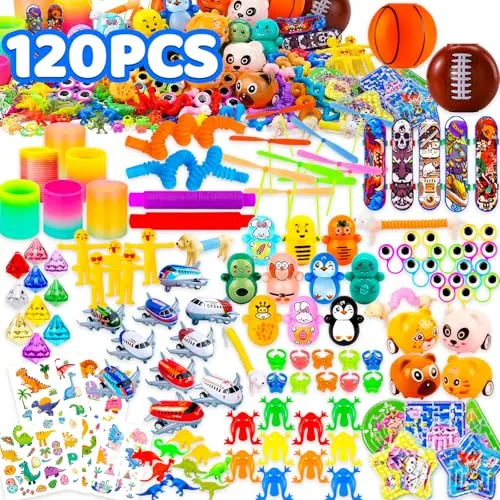 NATISSTEKE Relleno Piñata de Cumpleaños Infantil, 120 Piezas Detalles Cumpleaños Infantil Juguetes de Fiesta a Granel, Carnavales Pascua Halloween regalos para Niños y Niñas