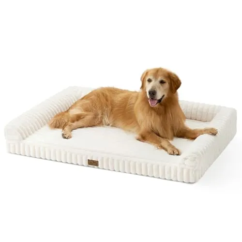 COZY KISS Cama Ortopédica para Perros Grandes, Lavable, 122x89x19cm, Crema