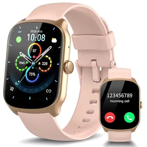 STECEi Smartwatch Hombre Mujer, Pantalla Curva HD de 1,95", Reloj Inteligente con Contestar/Realizar Llamadas, 112 Modos Deportivos, Podómetro/Sueño/Frecuencia Cardíaca, IP68 Sumergible, Rosa