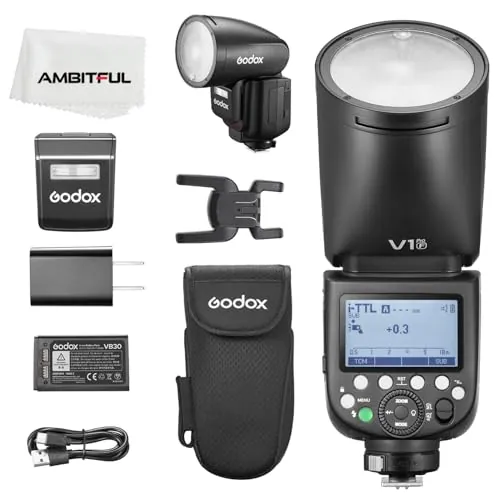 Godox V1Pro F Cámara de cabeza redonda Flash 2.4G X inalámbrico HSS 76Ws TTL Li-ion Cámara de cabeza redonda Speedlight con flash externo SU-1 para Fujifilm