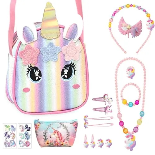 TAOBRGB Bolso con Accesorios y Joyas para Niña - Kit de Collares - Decoración Linda del Regalo del Juguete