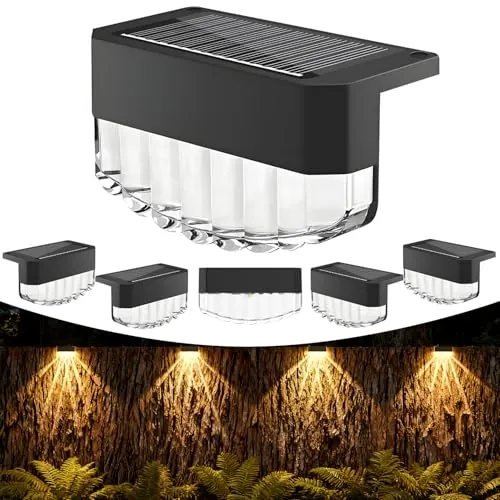 ONSTUY Luces Solar Exteriore,6 Piezas Aplique Solar Pared Exterior,IP65 Impermeable Luces Solares Exterior Jardín,Blanco Cálido,Para Vallas,Patio,Balcones,Terrazas(Negro)