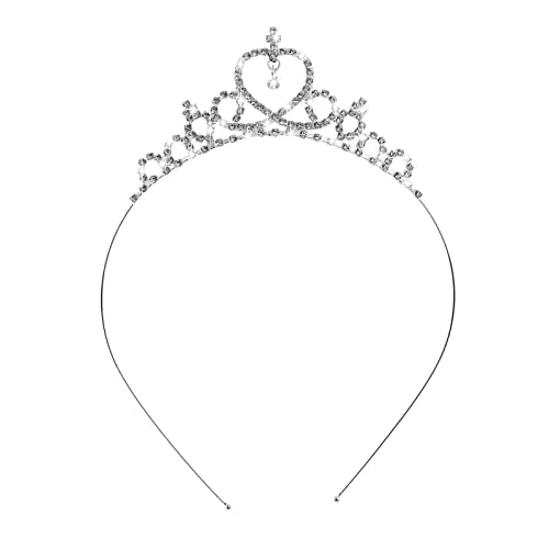 WLLHYF Niñas Cristal Tiara Corona Plata Niños Princesa Diamantes de imitación Corona para Niñas Cumpleaños Prom Pageant Fiesta de Bodas Decoración Diadema Accesorios para el cabello