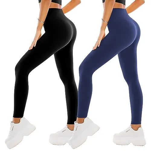 SINOPHANT 2 Leggins Mujer Pantalon Yoga Mallas Deporte Leggings Suaves Elásticos de Cintura Alta Tallas Pilates S-M 2 Negro/Rojo Vino