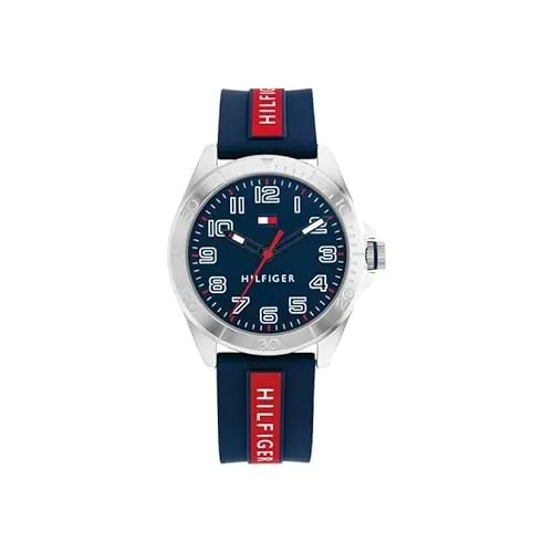Tommy Hilfiger - Reloj analógico para niños, Color Azul, Rojo y Plateado 1720019, Pulsera, Pulsera