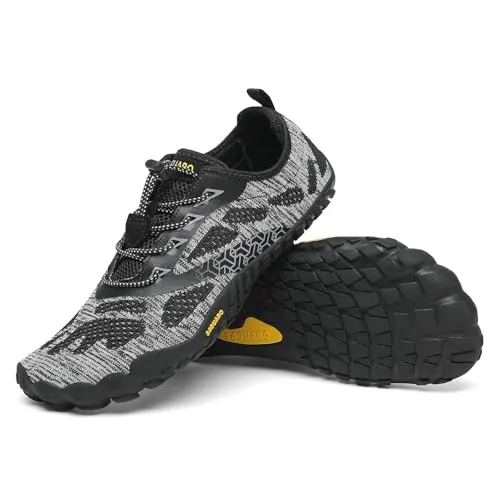 SAGUARO Barefoot Zapatillas de Trail Hombre Mujer Zapatos de Deporte Transpirable Antideslizante Calzado Minimalistas Gris Antracita 43 EU