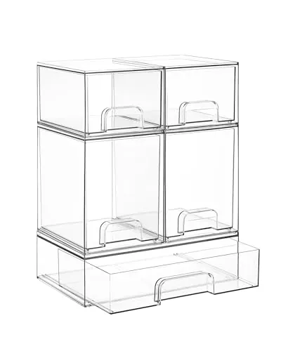 Vtopmart Juegos de 5 Cajones Apilables, Organizador de Maquillaje