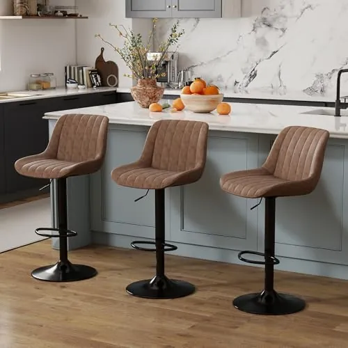 Youhauchair Taburetes Altos de Cocina Juego de 3, Marrón