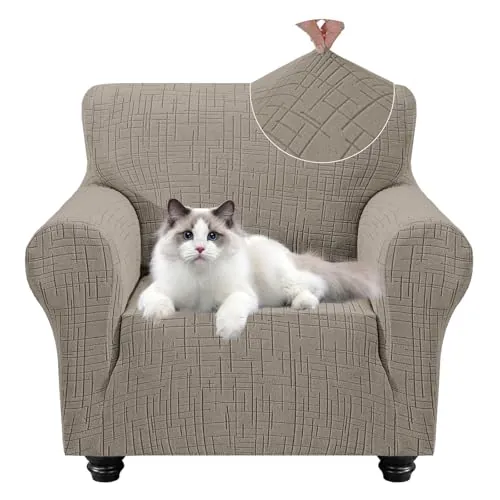 YSTELLAA Funda Butaca 1 Plaza Elasticas, Fundas para Sofa con Reposabrazos, Funda De Sofa Antideslizante Antimanchas Lavable, Fundas Sofas con Espuma Antideslizante, Caqui