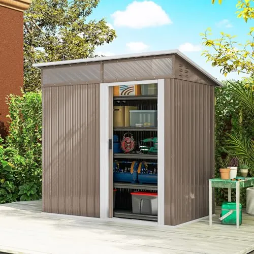 Outsunny Caseta de Jardín Exterior 1,9m² 195x122x182 cm Marrón