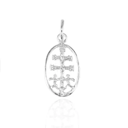 Minoplata Medalla ovalada calada Cruz de Caravaca de Plata de ley 925 18mmx11mm