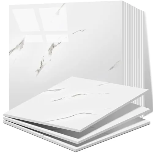 Vieshful 10 Piezas azulejos adhesivos cocina, Panel PVC Marmol Vinilos Azulejos de 30 x 30 cm Para la Pared, Azulejos Adhesivos para Cocina, baño, Sala de Estar
