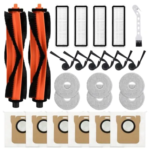 Spofan Accesorios de Repuesto para XIAOMI H50/H50 Pro Robot Aspirador | 2 Cepillos Principales, 6 Cepillos Laterales, 4 Filtros HEPA, 6 Paños Fregado, 6 Bolsas para Polvo
