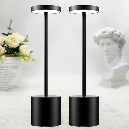 Hapfish 5000mAh Lampara de Mesa LED Recargable, Regulable, 3 Colores